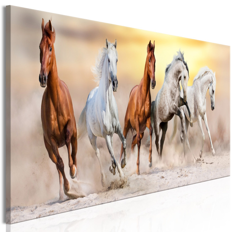 Canvas Art Print Flock of Horses (1 Part) Narrow 125160 additionalImage 2