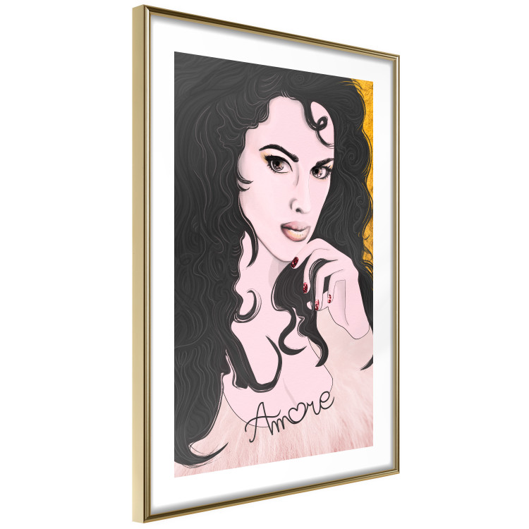 Wall Poster Amore Mio - love text on a portrait of a woman with black hair 125360 additionalImage 14