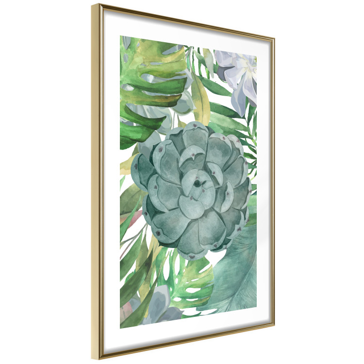 Poster Tropical Flora - flower amidst tropical plants on a white background 125760 additionalImage 8