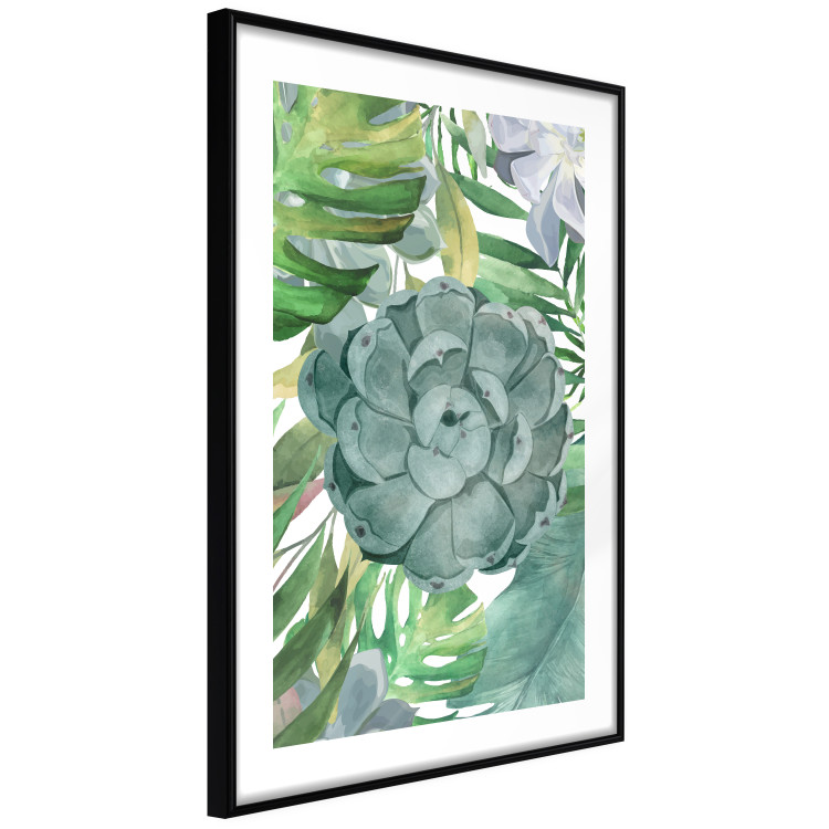 Poster Tropical Flora - flower amidst tropical plants on a white background 125760 additionalImage 13