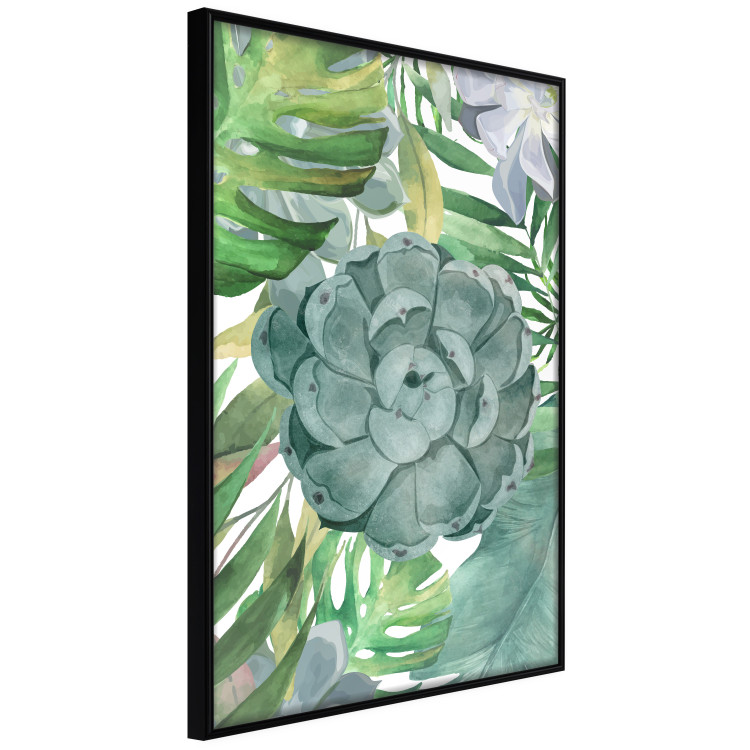 Poster Tropical Flora - flower amidst tropical plants on a white background 125760 additionalImage 12