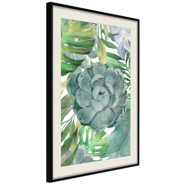Poster Tropical Flora - flower amidst tropical plants on a white background 125760 additionalImage 3
