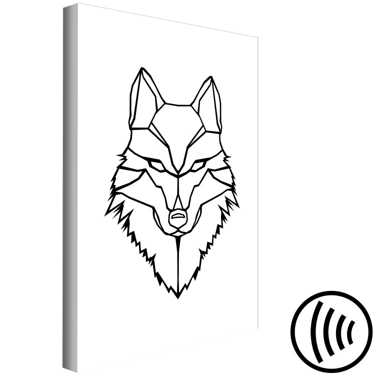Canvas Black wolf outlines - geometric composition on a white background 125860 additionalImage 6