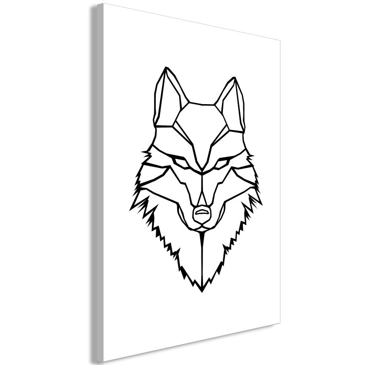 Canvas Black wolf outlines - geometric composition on a white background 125860 additionalImage 2