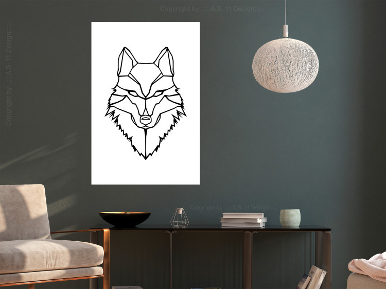 Canvas Black wolf outlines - geometric composition on a white background 125860 additionalImage 3