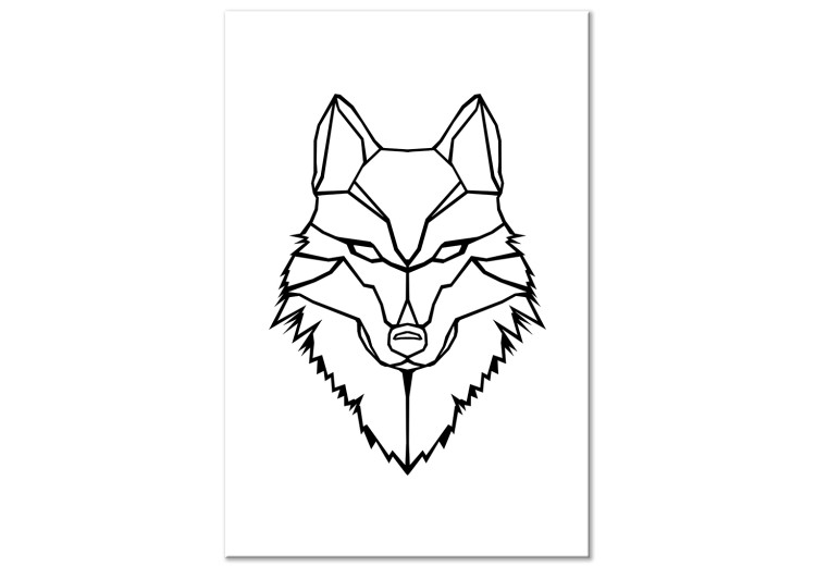 Canvas Black wolf outlines - geometric composition on a white background 125860