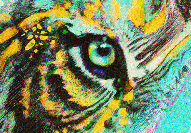 Poster Mint Tiger - colorful composition of a wild cat on a black background 126860 additionalImage 10