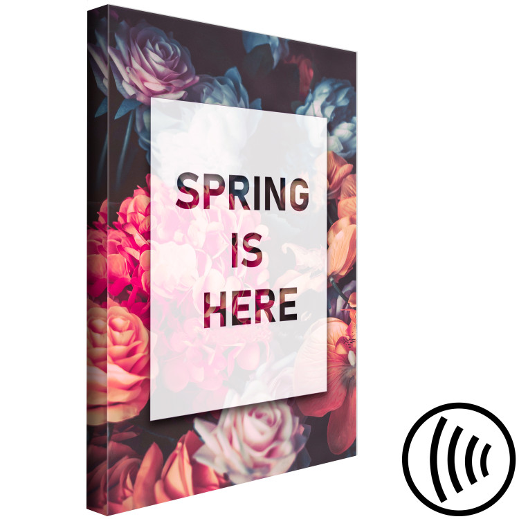 Canvas Spring arrived - a typographic composition with an inscription in English on a background with a variety of flowers 127060 additionalImage 6
