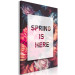 Canvas Spring arrived - a typographic composition with an inscription in English on a background with a variety of flowers 127060 additionalThumb 2