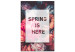 Canvas Spring arrived - a typographic composition with an inscription in English on a background with a variety of flowers 127060