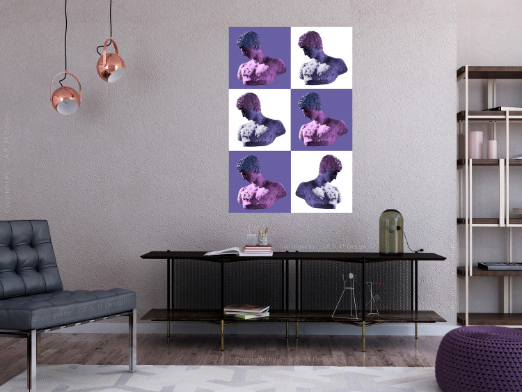 Wall Poster Greek Checkerboard - Greek sculptures on purple checkerboard background 127860 additionalImage 4