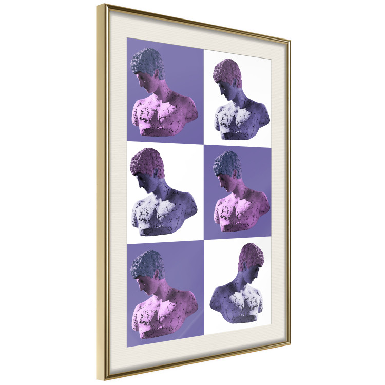 Wall Poster Greek Checkerboard - Greek sculptures on purple checkerboard background 127860 additionalImage 3