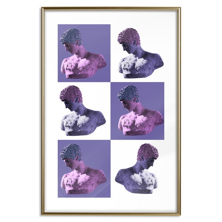 Wall Poster Greek Checkerboard - Greek sculptures on purple checkerboard background 127860 additionalImage 16