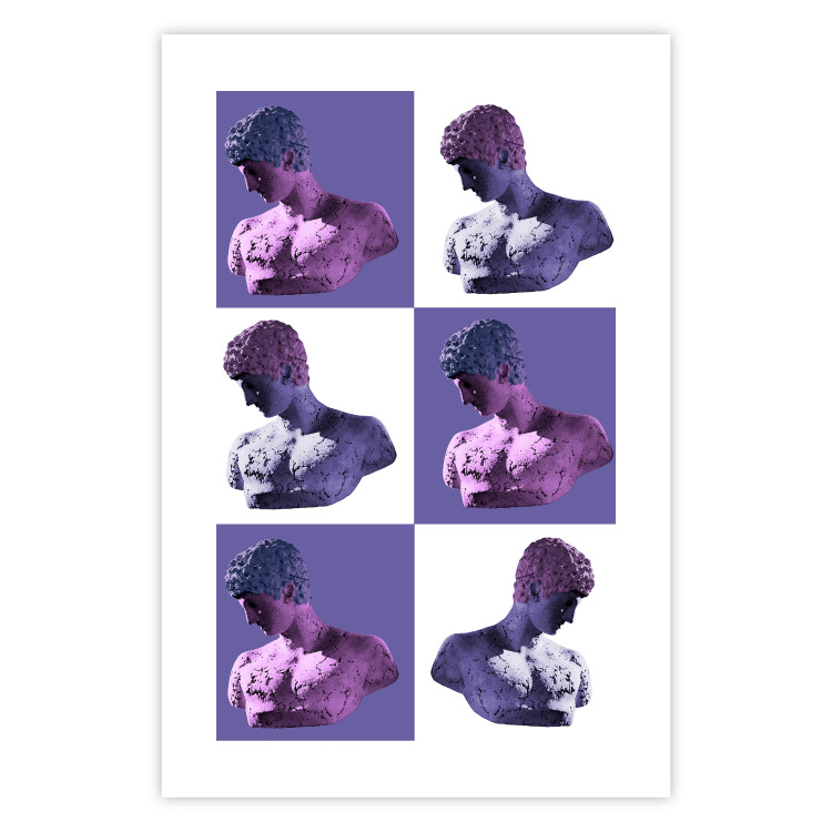 Wall Poster Greek Checkerboard - Greek sculptures on purple checkerboard background 127860 additionalImage 25