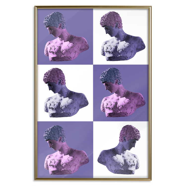 Wall Poster Greek Checkerboard - Greek sculptures on purple checkerboard background 127860 additionalImage 17