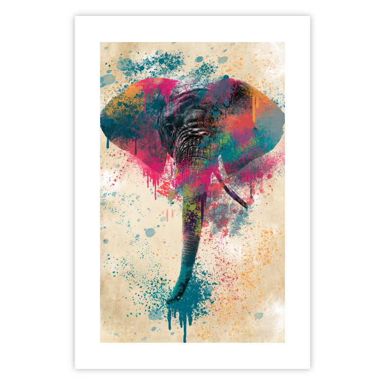 Wall Poster Elephant Trunk - cheerful colorful abstraction with African animal 128860 additionalImage 19