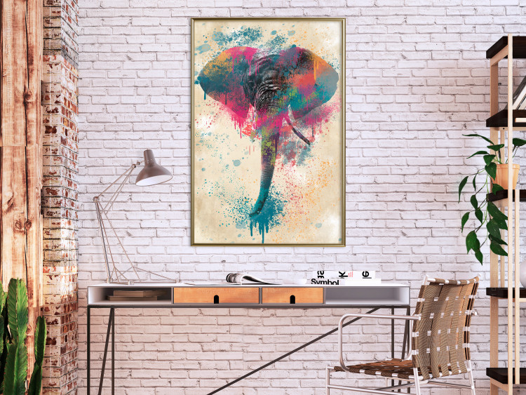Wall Poster Elephant Trunk - cheerful colorful abstraction with African animal 128860 additionalImage 10