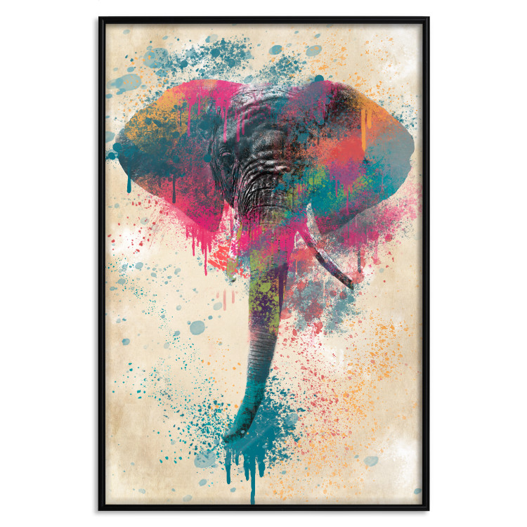 Wall Poster Elephant Trunk - cheerful colorful abstraction with African animal 128860 additionalImage 16