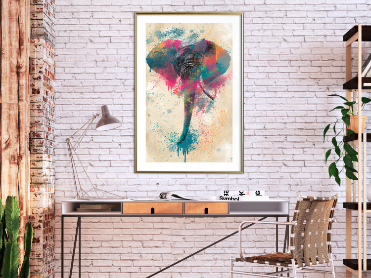 Wall Poster Elephant Trunk - cheerful colorful abstraction with African animal 128860 additionalImage 13