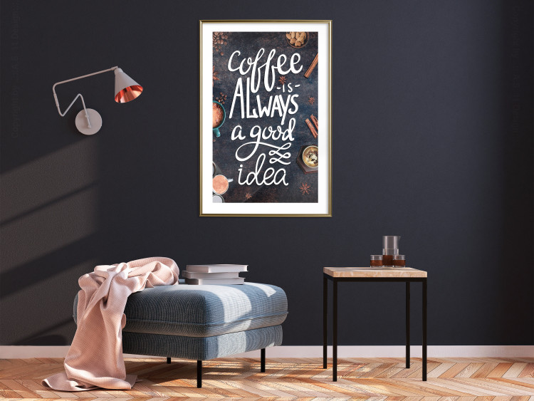 Poster Coffee Is Always a Good Idea - white English text and spices 129160 additionalImage 13
