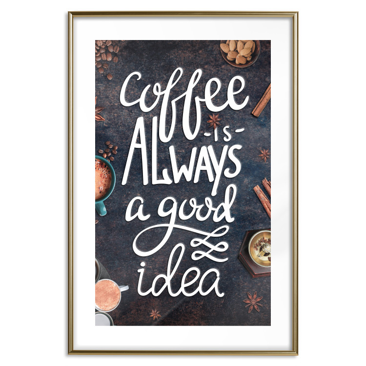Poster Coffee Is Always a Good Idea - white English text and spices 129160 additionalImage 14