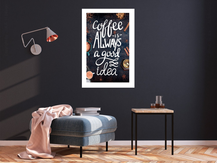 Poster Coffee Is Always a Good Idea - white English text and spices 129160 additionalImage 3