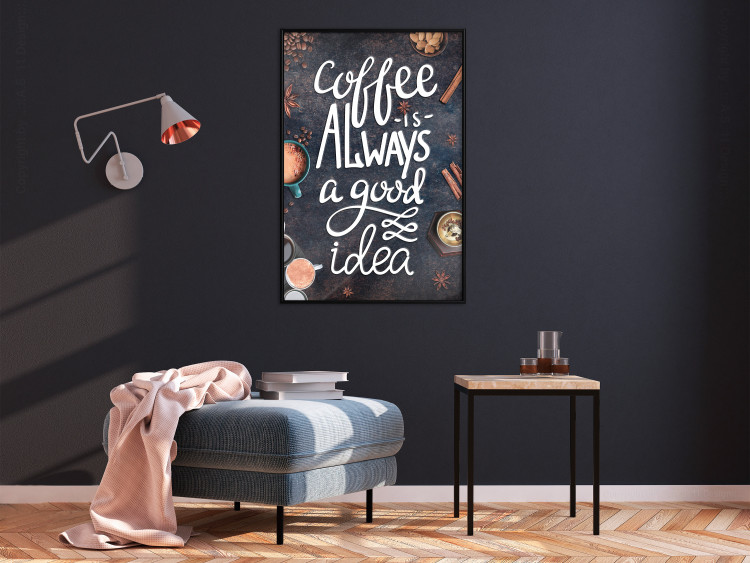 Poster Coffee Is Always a Good Idea - white English text and spices 129160 additionalImage 4
