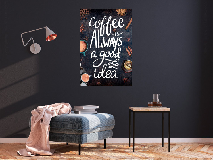 Poster Coffee Is Always a Good Idea - white English text and spices 129160 additionalImage 2