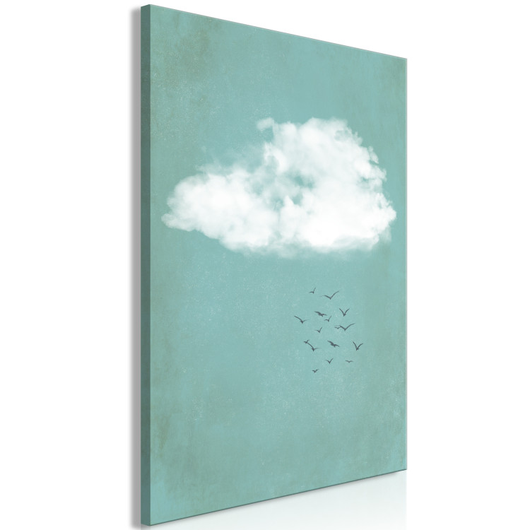 Canvas Art Print Clouds and birds - a pastel japandi style landscape of the sky 131760 additionalImage 2
