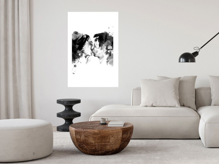 Poster Spontaneous Kiss - romantic kiss of people on a white background 132160 additionalImage 12