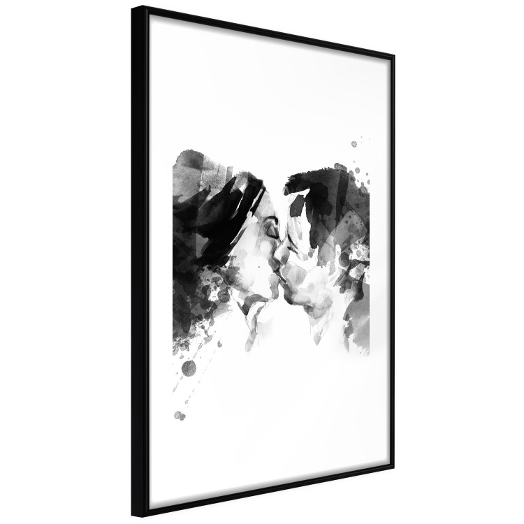 Poster Spontaneous Kiss - romantic kiss of people on a white background 132160 additionalImage 2