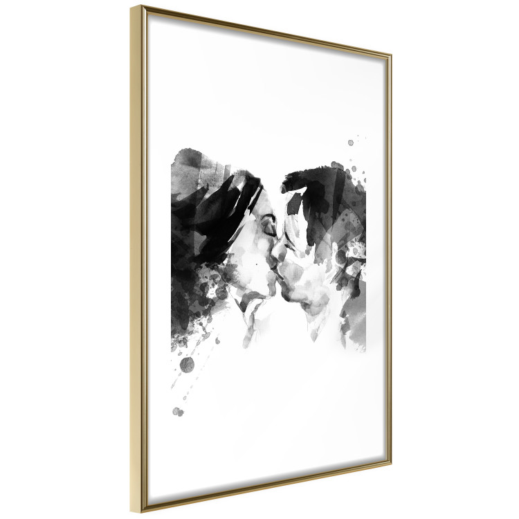 Poster Spontaneous Kiss - romantic kiss of people on a white background 132160 additionalImage 4