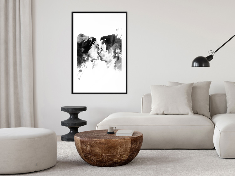 Poster Spontaneous Kiss - romantic kiss of people on a white background 132160 additionalImage 18