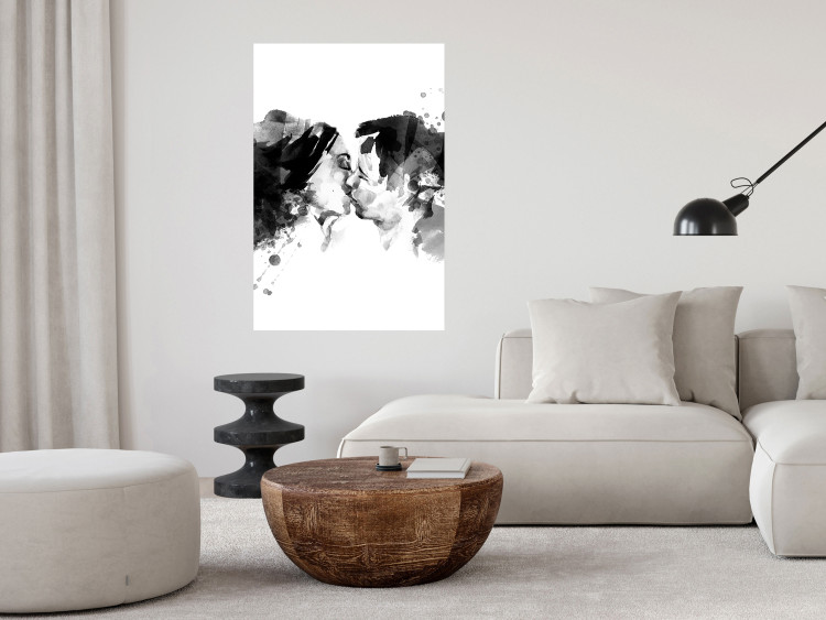 Poster Spontaneous Kiss - romantic kiss of people on a white background 132160 additionalImage 3