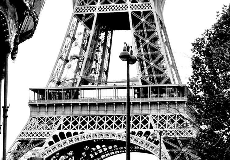 Canvas Print Carousel at Eiffel Tower - black-white graphic of Paris architecture 132260 additionalImage 5