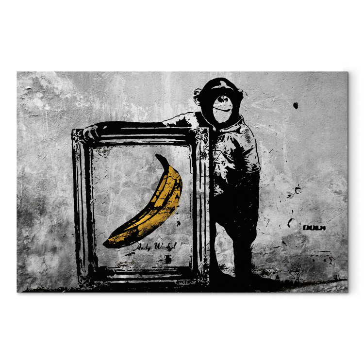 Canvas Art Print Inspired by Banksy - black and white 132460