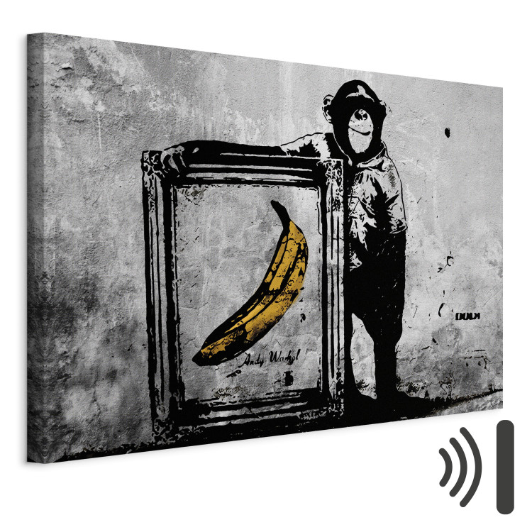 Canvas Art Print Inspired by Banksy - black and white 132460 additionalImage 8
