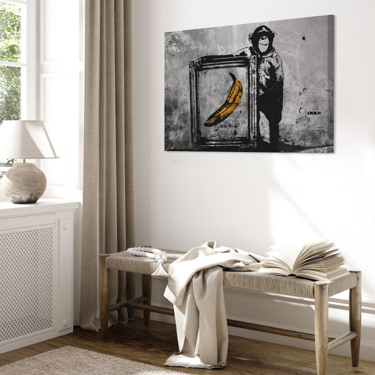 Canvas Art Print Inspired by Banksy - black and white 132460 additionalImage 4
