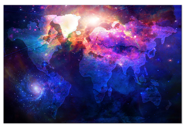 Canvas World in Nebulae - an irregular world map in cosmos colors 135160