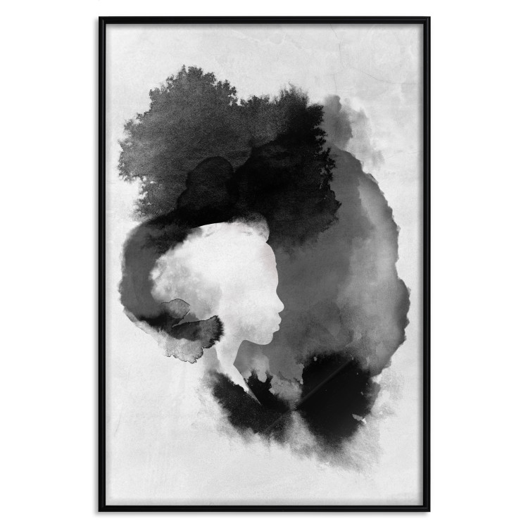 Wall Poster Painted by Light - black abstraction of a human face on a white background 135360 additionalImage 20