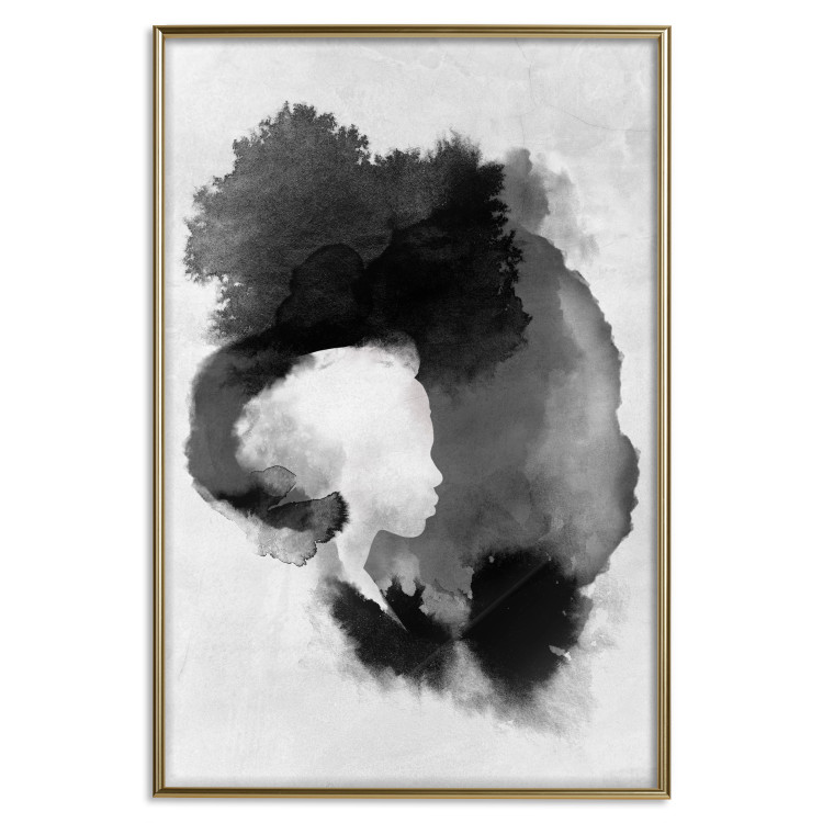Wall Poster Painted by Light - black abstraction of a human face on a white background 135360 additionalImage 27