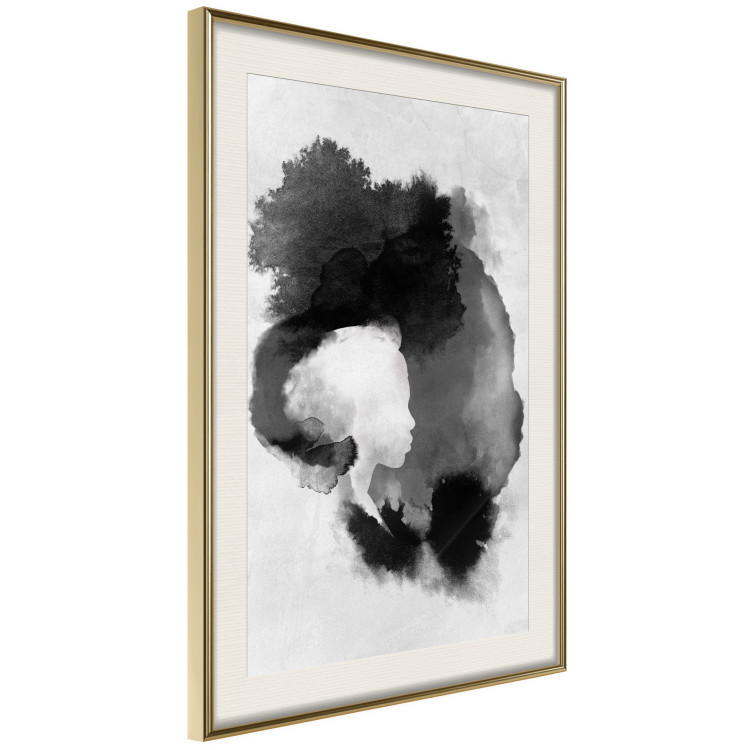 Wall Poster Painted by Light - black abstraction of a human face on a white background 135360 additionalImage 3