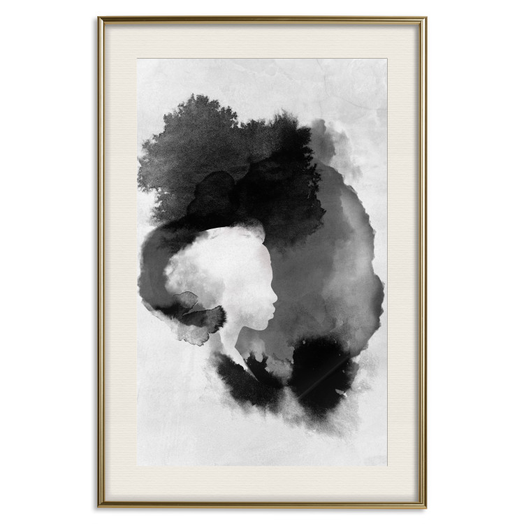 Wall Poster Painted by Light - black abstraction of a human face on a white background 135360 additionalImage 21