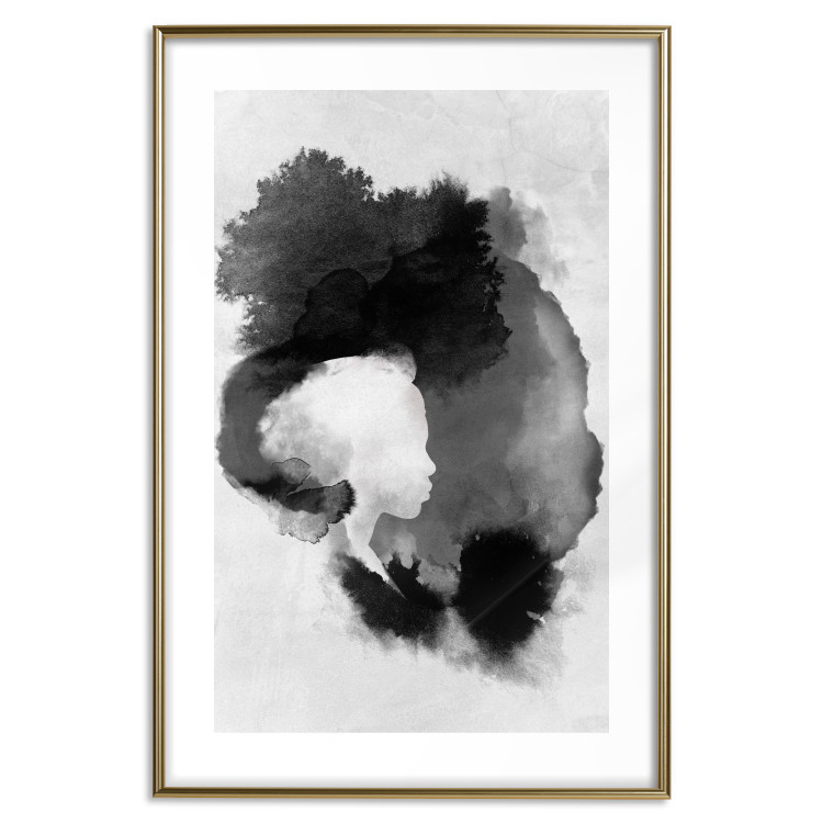 Wall Poster Painted by Light - black abstraction of a human face on a white background 135360 additionalImage 17