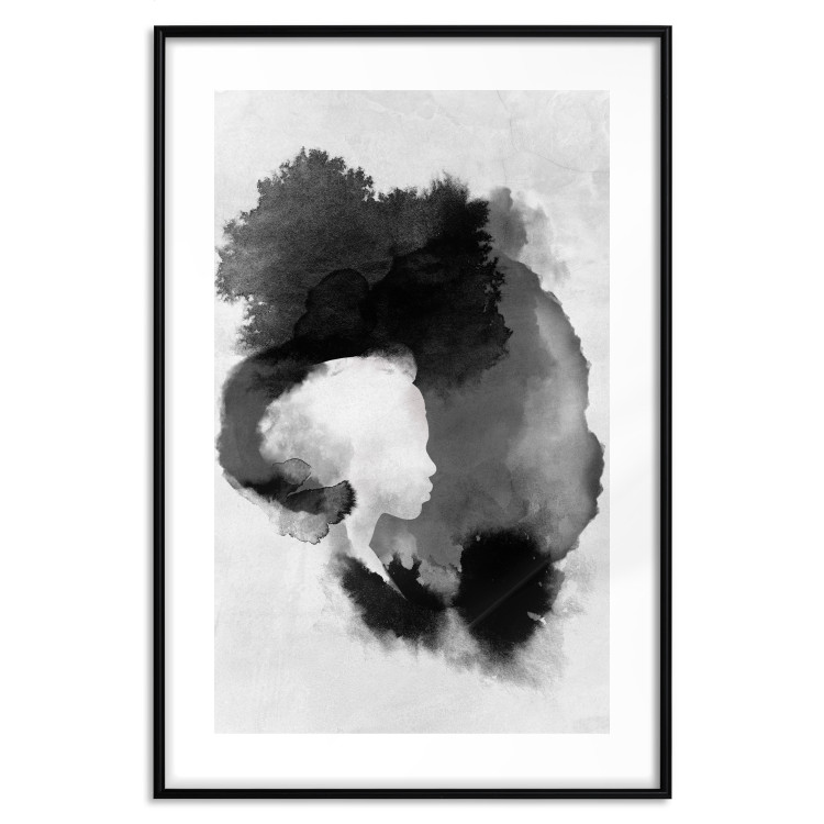 Wall Poster Painted by Light - black abstraction of a human face on a white background 135360 additionalImage 18