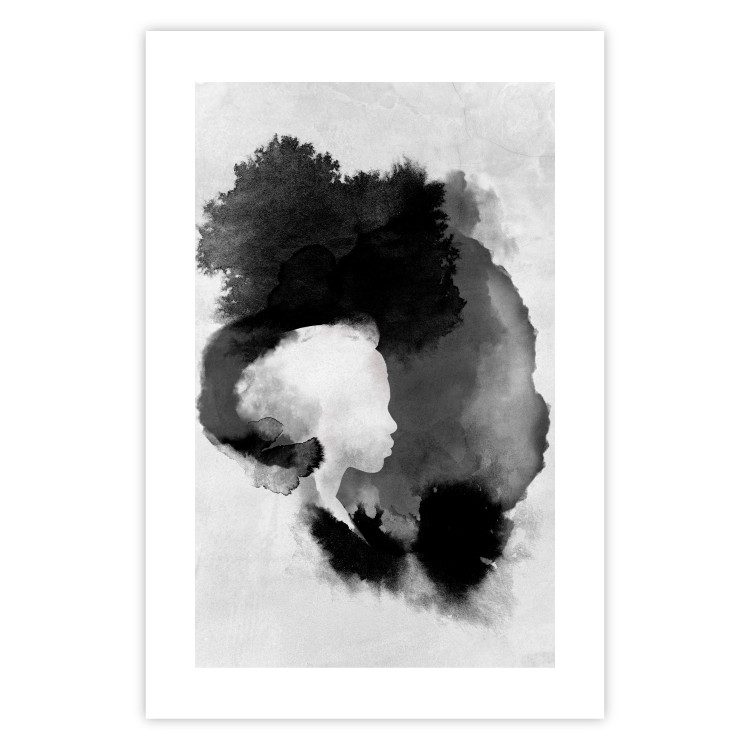 Wall Poster Painted by Light - black abstraction of a human face on a white background 135360 additionalImage 19