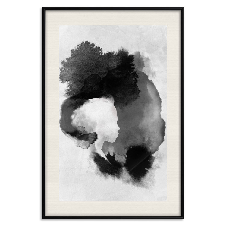 Wall Poster Painted by Light - black abstraction of a human face on a white background 135360 additionalImage 19