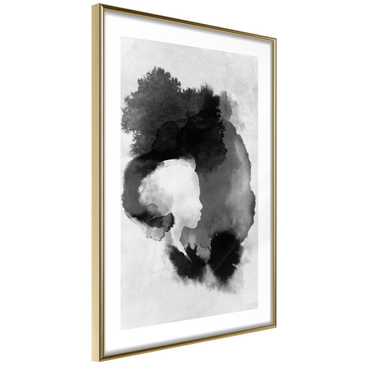 Wall Poster Painted by Light - black abstraction of a human face on a white background 135360 additionalImage 2