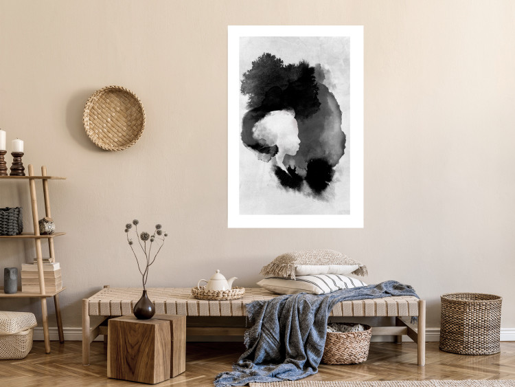 Wall Poster Painted by Light - black abstraction of a human face on a white background 135360 additionalImage 13