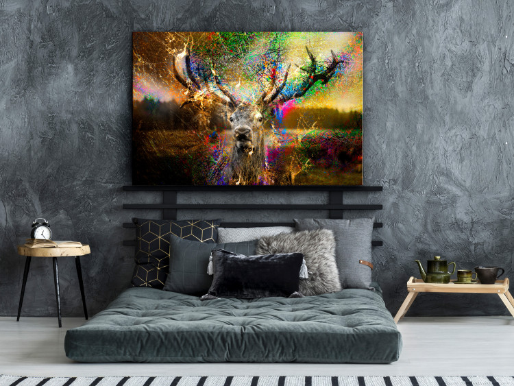 Canvas Colorful Flames (1-piece) Wide - abstract colorful deer 135460 additionalImage 3